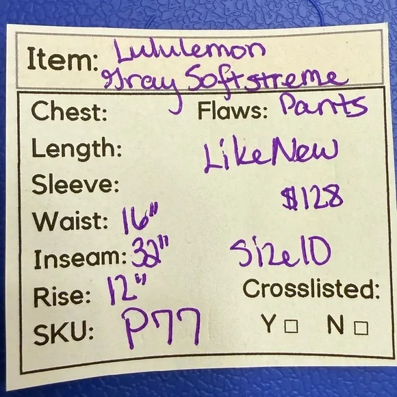 P77 - lululemon athletica Charcoal Softstreme Straight Leg Pants - Picture 6 of 6